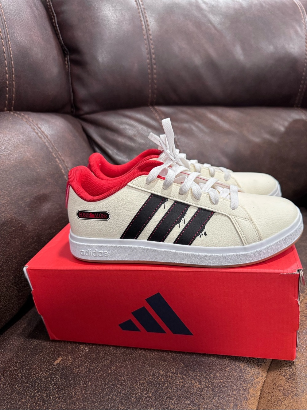 adidas Kids Cream & Red Low-Top Sneakers
